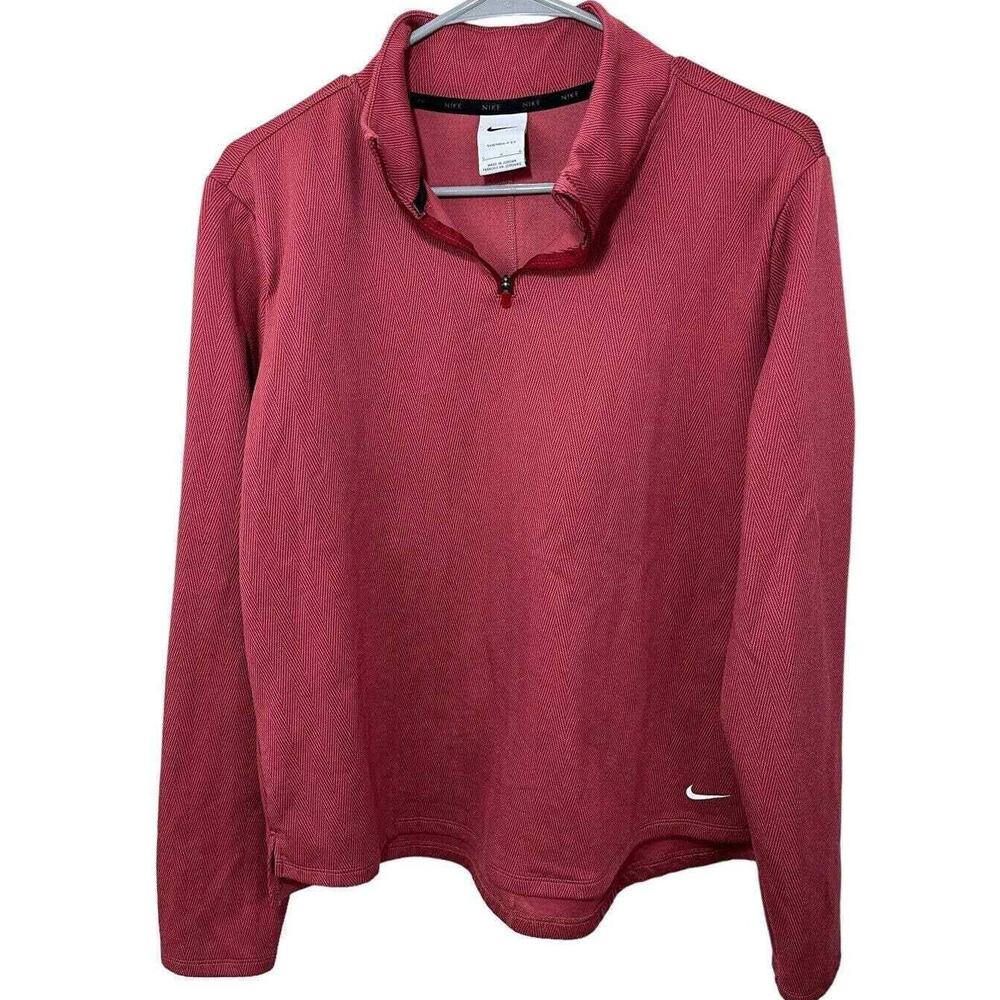 Nike Therma-Fit Half-Zip Top DD6572-690 Large Red Sweatshirt Women’s Long Sleeve